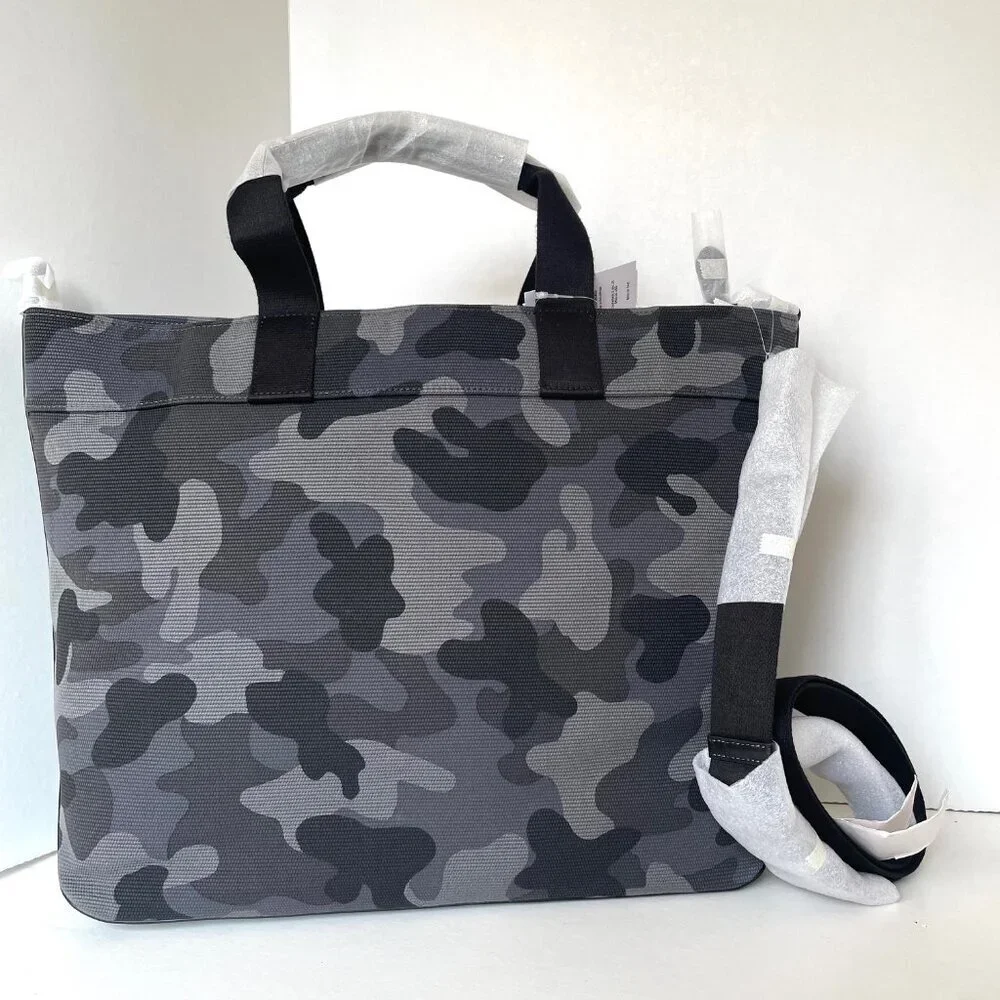 Coach Tote 38 Gray Camo Canvas Leather Carryall CY805